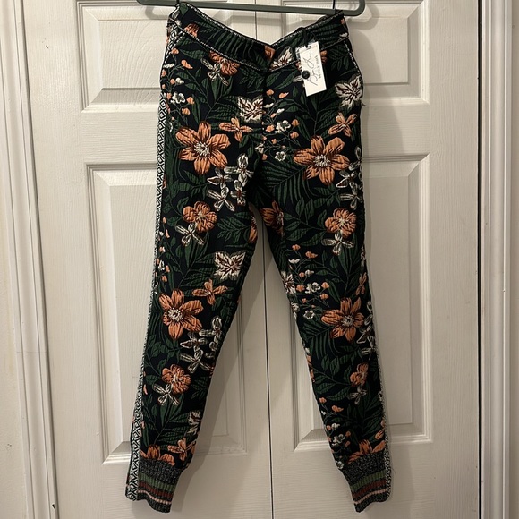 NWT BYRON LARS Beauty Mark Floral Jacquard Brocade Blue Jogger Pants 10 12 - Picture 10 of 12